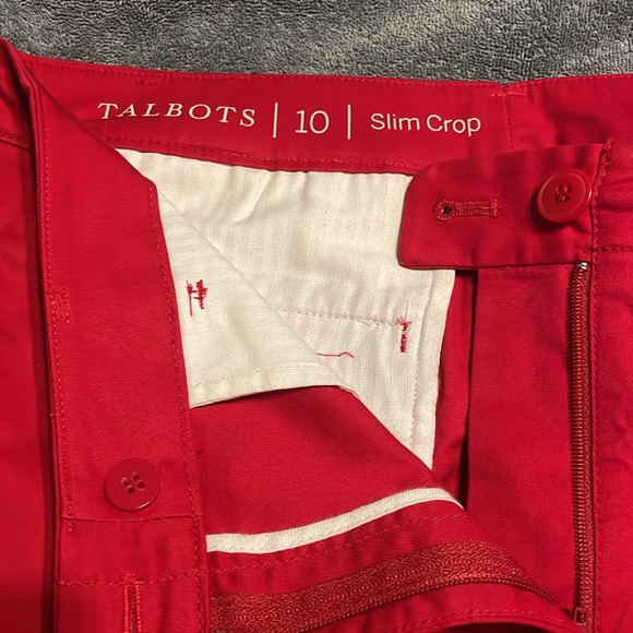 Talbots Women’s Red Slim Crop Pants NWOT, size 10. Also have same in PLUM color - Picture 2 of 10